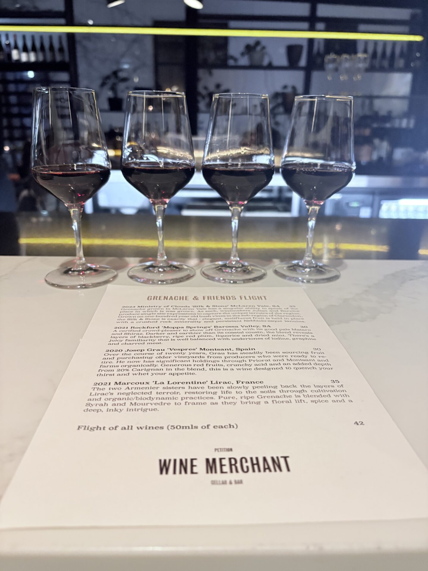 Wine Merchant wine flight