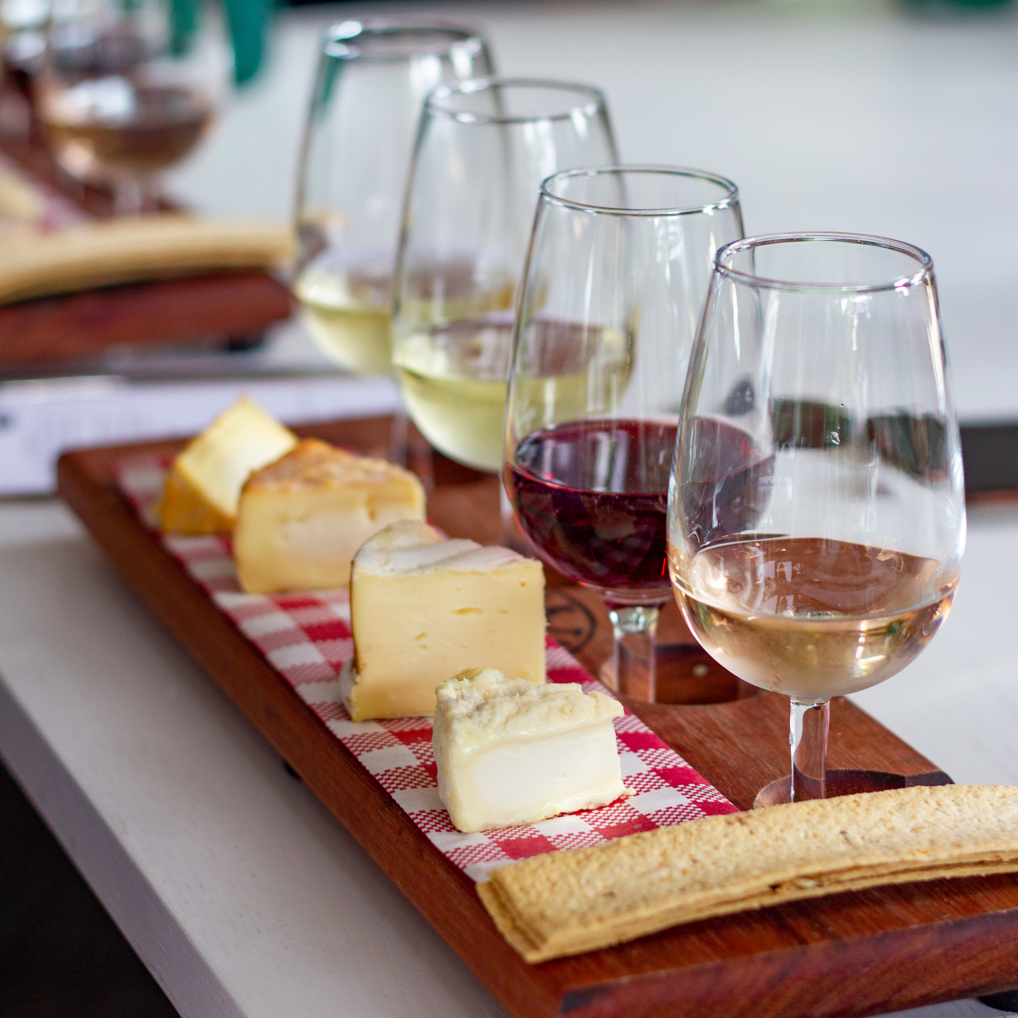 Wine and Cheese Tasting on wooden board