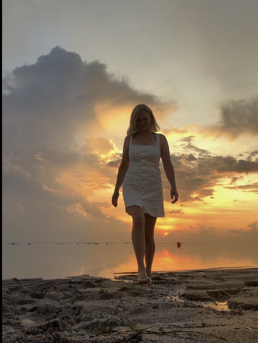 Nicole walking on Bali Beach at Sunrise